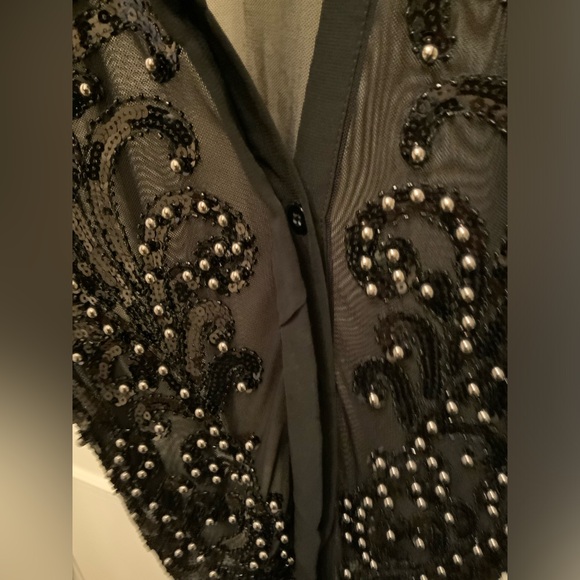 Boutique Paris Beaded Sequin Black Sheer Long Sleeve Body Suit Size Medium/Large - Picture 4 of 16